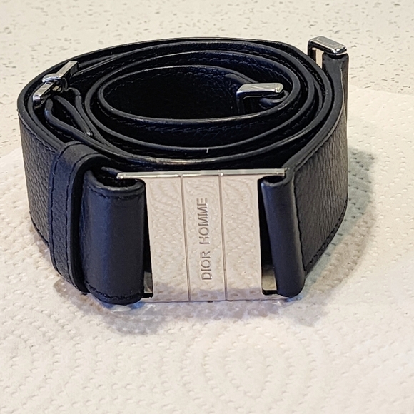 Auth! Dior Homme cowhide leather navy bag strap - Picture 4 of 14